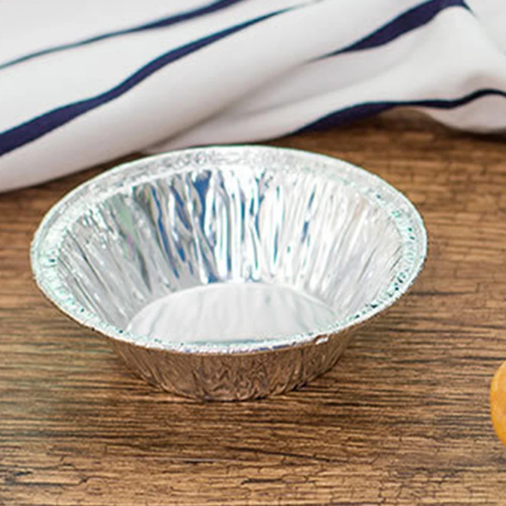 100pcs/Lot Aluminum Foil Egg Pan Molds Mini Pot Pie Bake Plate Disposable Baking Cups Round Tart Base Cupcake Case Tin Tray Set