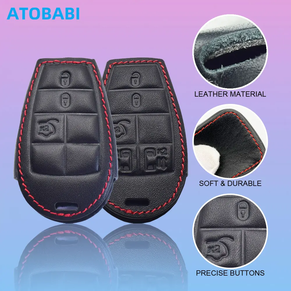 Leder Auto Schlüssel Abdeckung Für Dodge Challenger Ladegerät Magnum Reise Ram Jeep Commander Grand Cherokee Chrysler 300 Remote Fob Fall