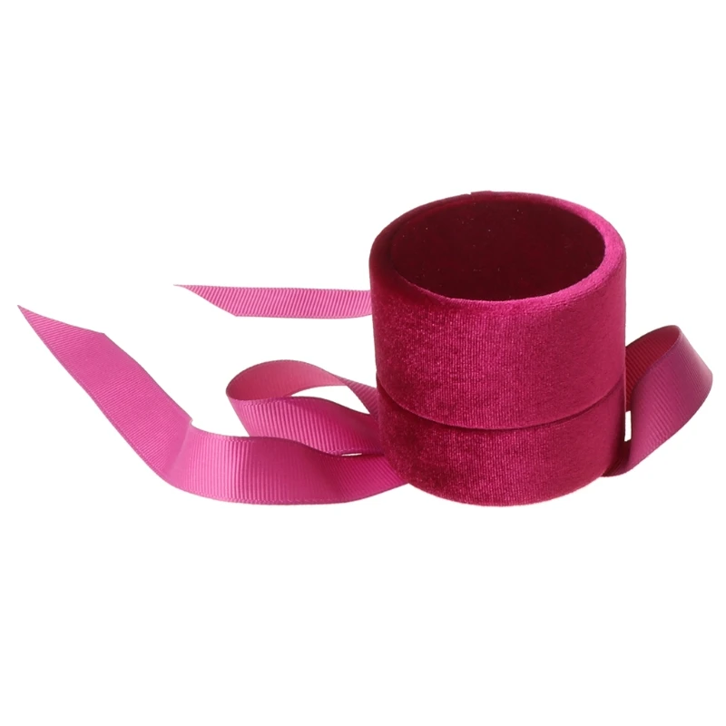 

Свадебная помолвка, сплошной цвет, флокированная ткань, коробка для колец, коробка для упаковки ювелирных изделий, круглая для