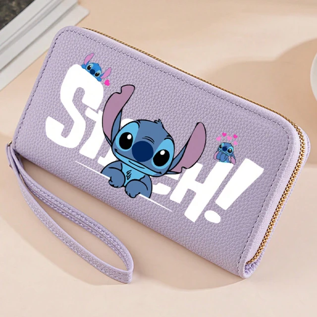 Stitch Long Zip Wallet with Stitch Print & Wrist Strap, Multi-Card Cute Cartoon Pattern Soft Texture Wallet for Women, 4 Colors 3