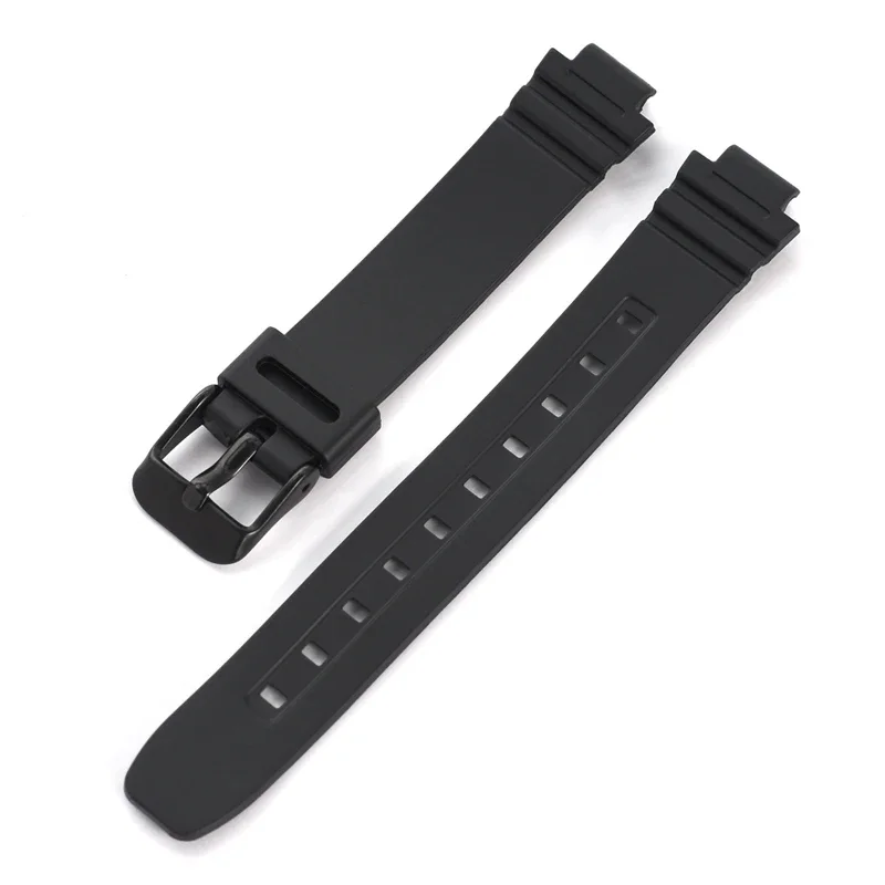 Black Resin TPU Waterproof Sports Watch Band with Stainless Steel Pin Buckle, 10mm