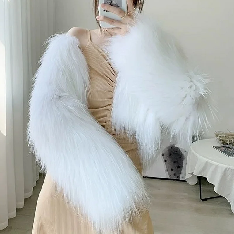 Fur Jacket 2022 Faux Fur Women Warm Winter Jackets Y2K Pink Black Long Sleeve Oversized Loose Vintage Fashion Street Outfits
