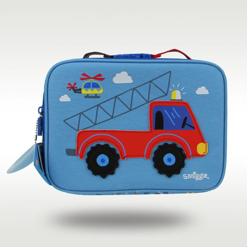 

Australia Smiggle original children's handbag boys blue car lunch bag bento fruit bag school bag 9 inches