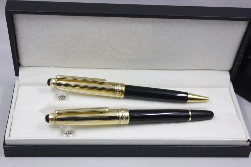 

New Mon 163 Meisterprice Rollerball Gel Pens Business Wriring Ballpoint Fountain Pen Stripe Silver Gold Clip blanc ink Pen