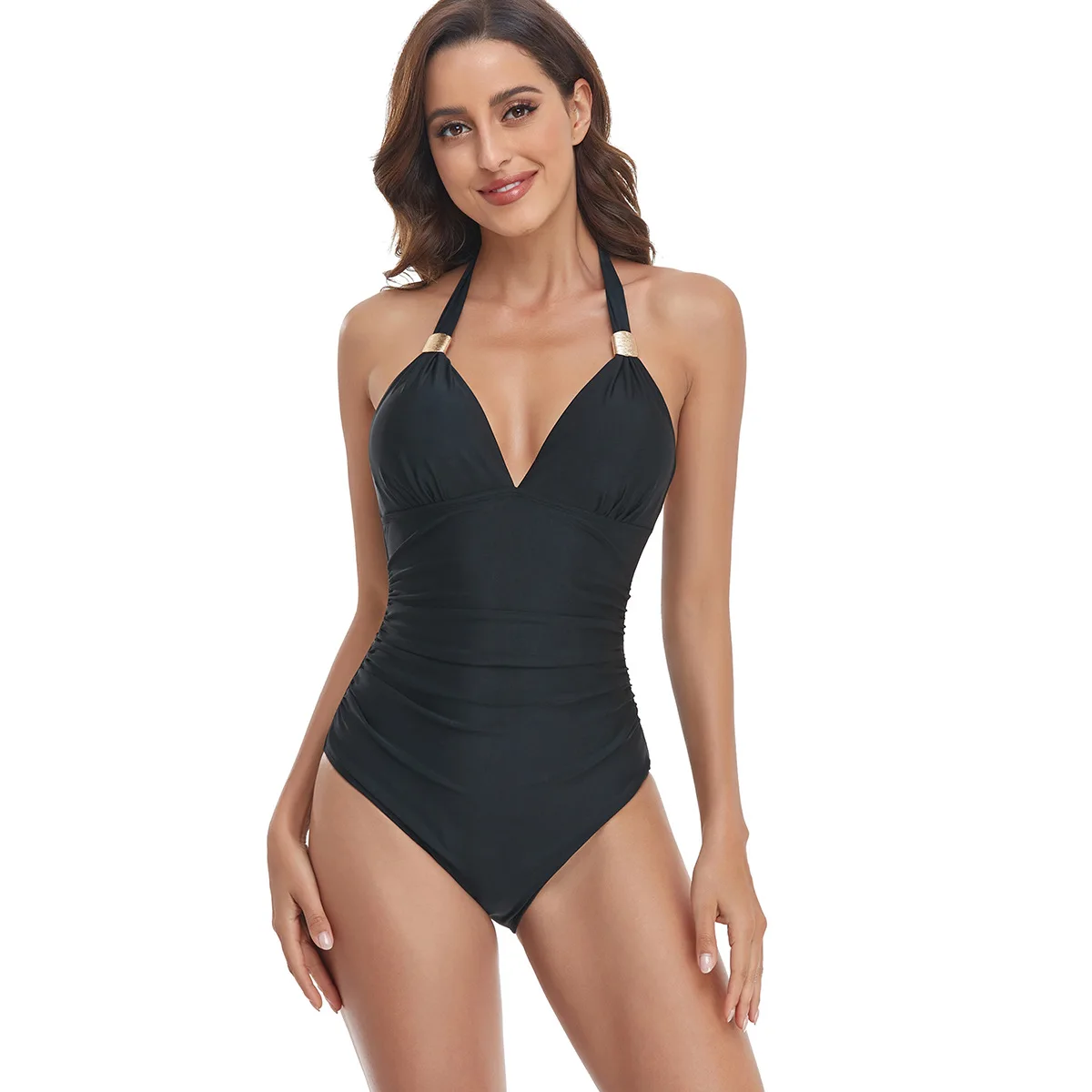 Women Backless Swimsuit Spaghetti Straps Comfortable Halter Neck Bikini Sexy Small Chest Beachwear with Adjustable Strap GXMF