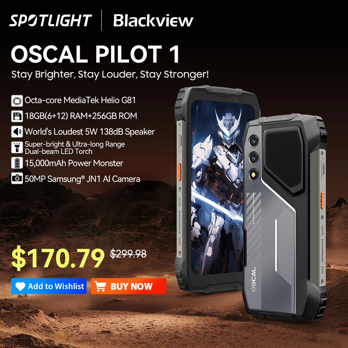 Blackview OSCAL PILOT 1 Rugged Phone, 6GB 256GB Smartphone