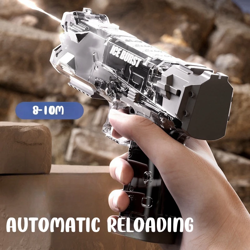 Portable Water Gun Children Manual Ice Burst Automatic Reloading Waterguns Summer Outdoor Pool Garden Fight Games Toys for Kids 3