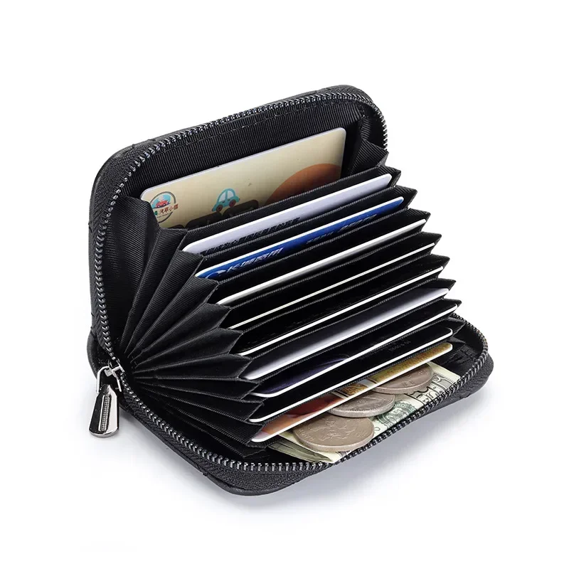 Women Business Card Holder Soft Sheepskin Credit Card Case Zipper Change Pocket Flowers Diamond Money Bag 9 Slots Card Wallet