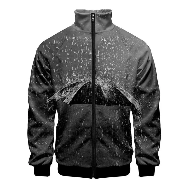 thumbnail image 1 of Chaqueta con estampado 3D de gotas de lluvia para hombre, abrigos de gran tamaño con personalidad moderna, chaquetas con cremallera Harajuku, ropa para niños, 1 of 5