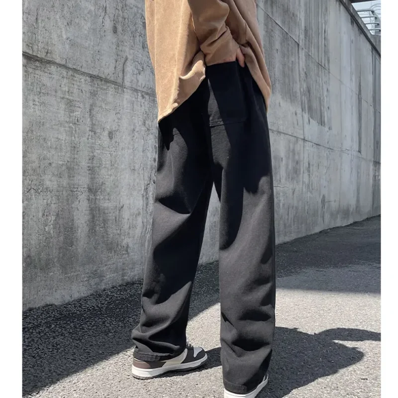 Men's Clothing Temperament Commuting Autumn Winter New Fashion Drawstring Splicing Pockets Casual Versatile Solid Color Pants