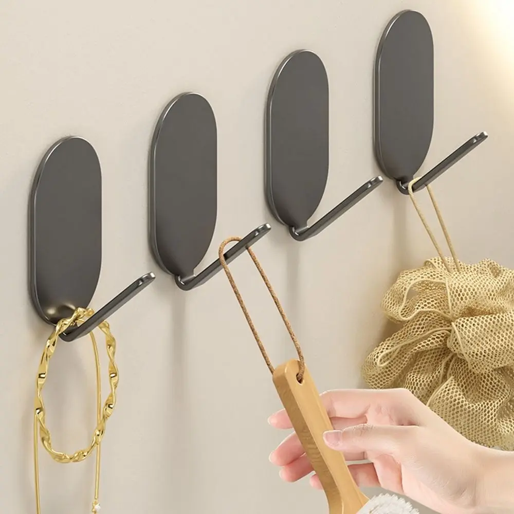 

5Pcs No-punch Carbon Steel Hooks Kitchen Bathroom Door Back Wall Hanging No Mark Clothes Rack Sticky Home Storage Accessories