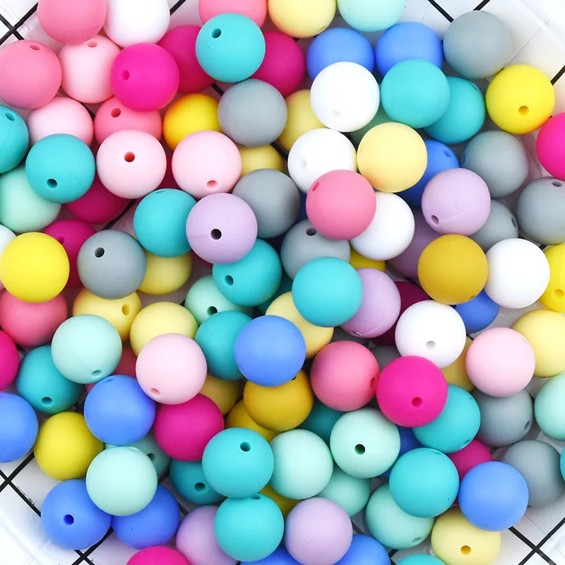

50Pcs Silicone Beads, 15mm Silicone Beads Bulk Round Silicone Beads for Keychain Making Kit Rubber Silicone Beads Silicone Focal