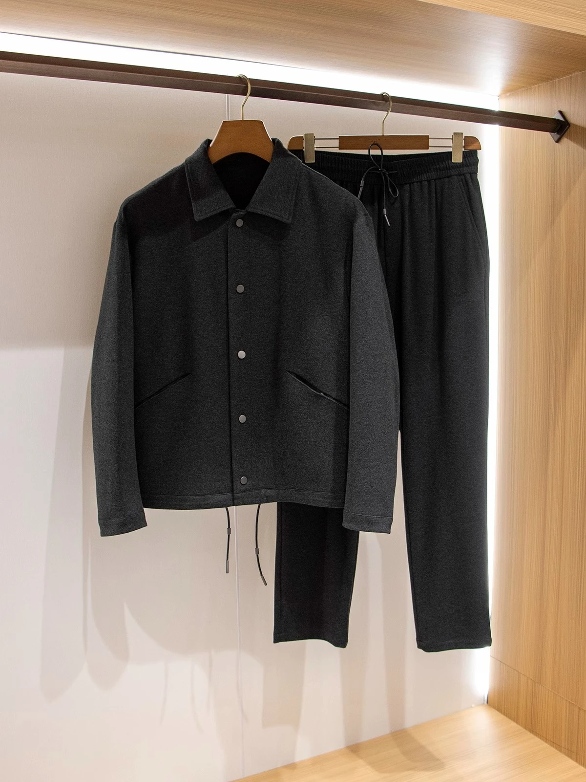 Knit Wool Blend Single Breasted Sportswear Suit For Men High Quality Ropa Hombre Men's Casual Pants Luxury Men's Jacket New Coat 3
