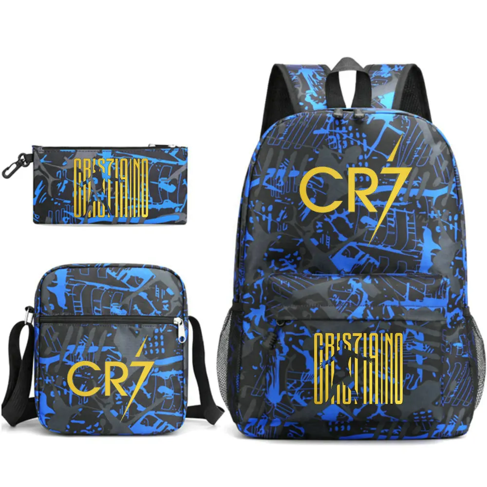 Sacs à dos CR7 simples et légers pour ordinateur portable, sacs d'école pour adolescents, femmes et hommes, capacité de 3 pièces