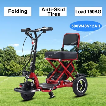 Mobility Scooters 3 Wheel Elderly Foldable Disability  Electric Scooter Mini Small Adult 500W 48V12AH  Removable Lithium Battery 1