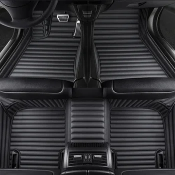 Custom Stripe Nappa Leather 5D Car Floor Mats for Mercedes Benz C Class W203 W204 W205 W206 2023 Interior Accessories Carpet 1