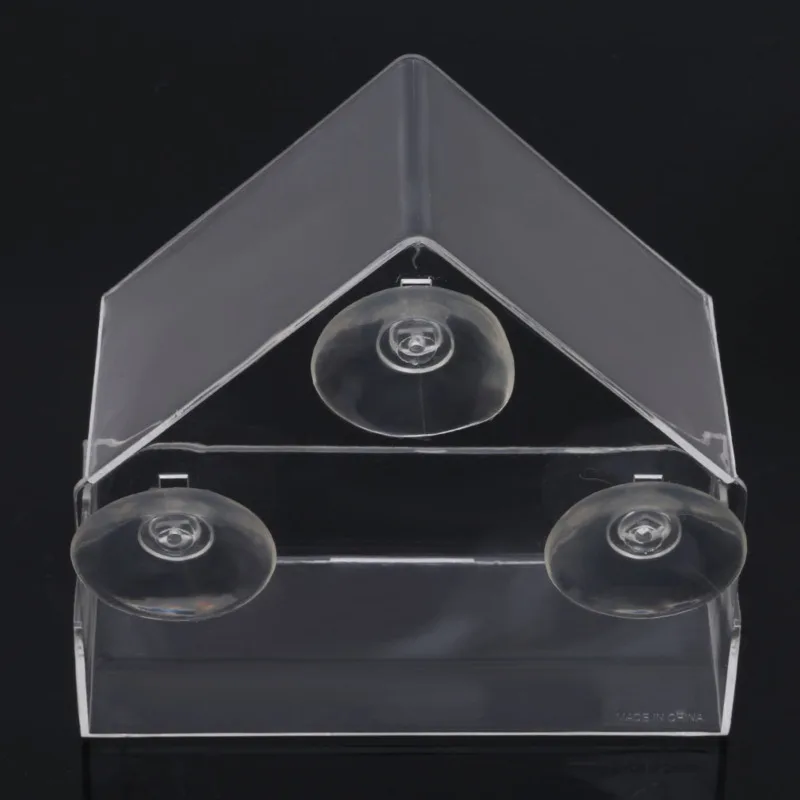 Bird Feeder Acrylic Transparent Window Viewing Tray Birdhouse Pet Water Feeder Suction Cup Mount House Type