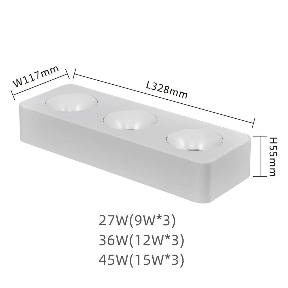 slim downlights Ultra-thin surface mounted three-head spotlight led ceiling multi-head downlight home bedroom living room kitchen 27W 36W 45W dimmable led downlights