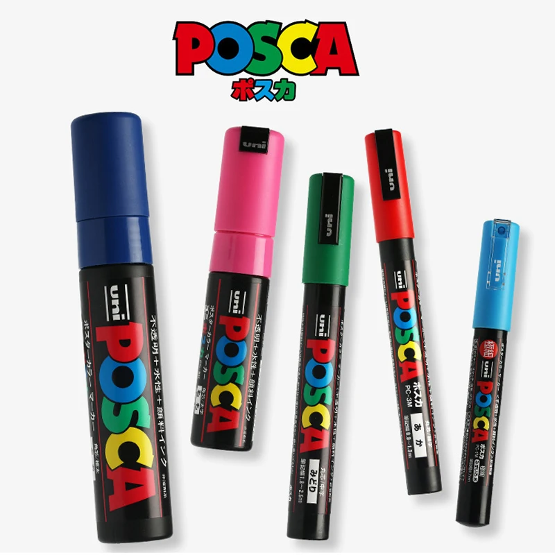 5pcs/set Paint Mixed Marker Pen Pack Black Color 5 Posca Markers In Various  Size Pc-1m/3m/5m/8k/17k 1marker / Size - Paint Markers - AliExpress