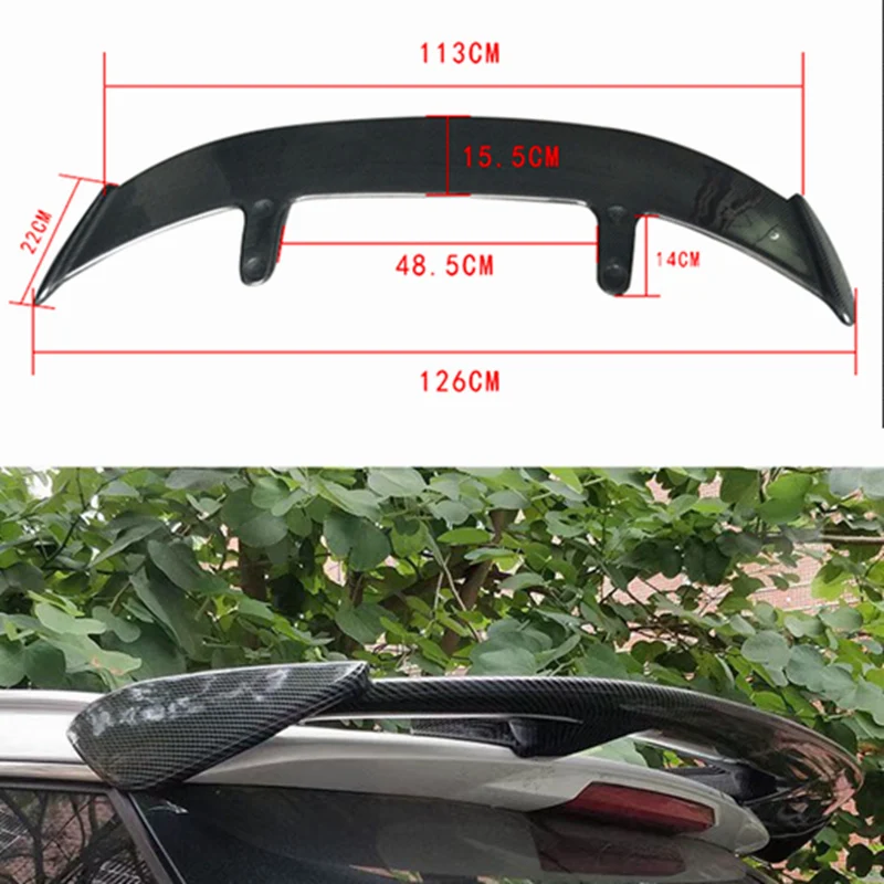 

For 2011-2016 Suzuki Swift Sport Spoiler ABS Plastic Carbon Fiber Look Hatchback SUV Roof Rear Wing Body Kit Accessories