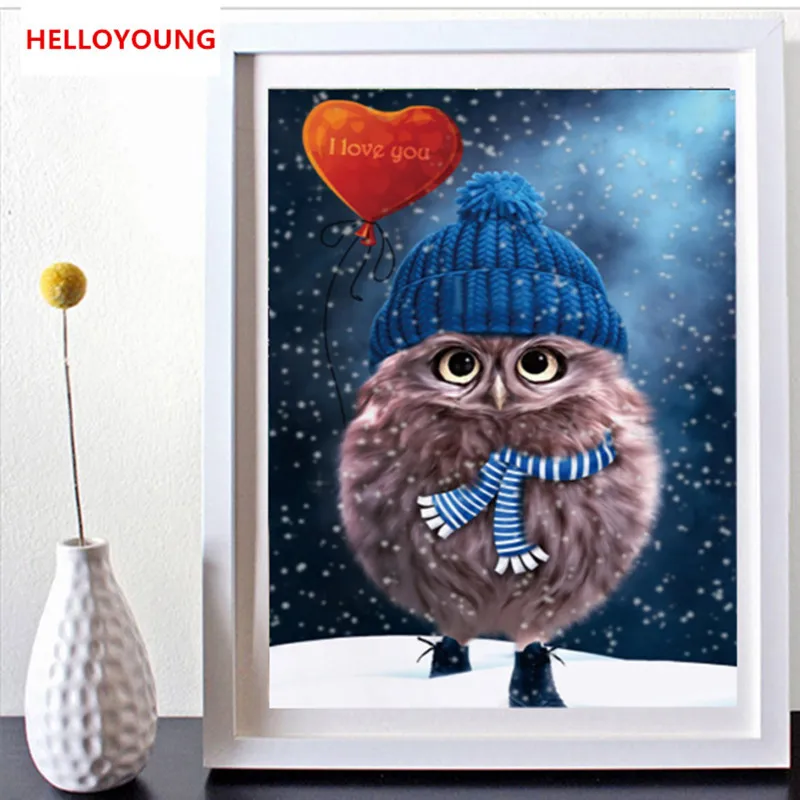 

YGS-256 DIY 5D Diamond Embroidery Lovely owl Round Diamond Painting Cross Stitch Kits Diamond Mosaic Home Decoration