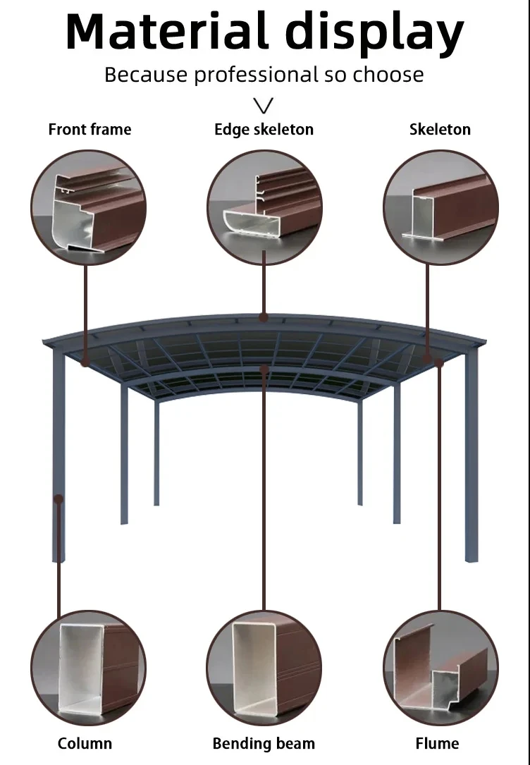 Canopy Tent Modern Custom Parking Shed Sunshade Awning Patio Pergola Aluminum Al