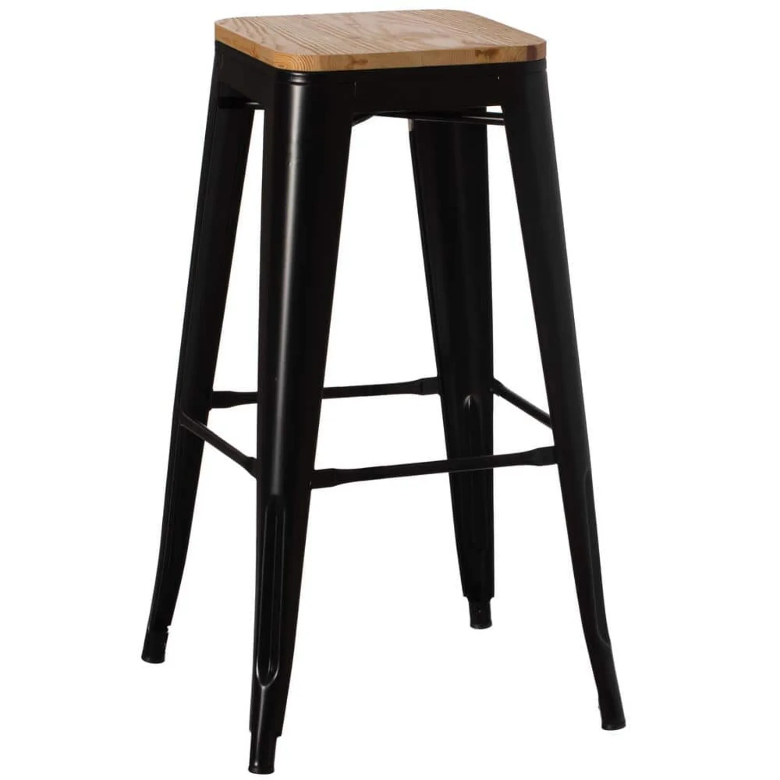US 17 in. Medium Decorative Accent Bar Stool for Indoor and Outdoor, Wooden Brown and Metal Black