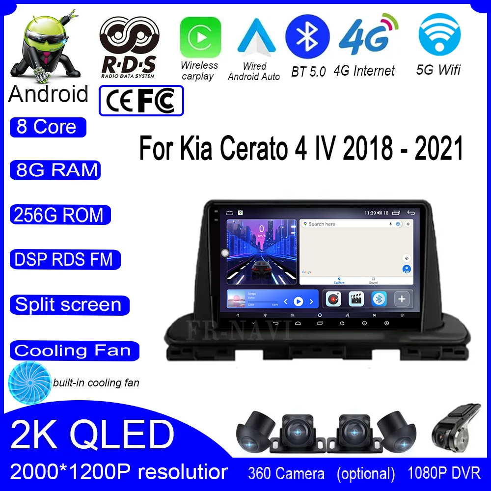 

Touch Screen For Kia Cerato 4 IV 2018 - 2021 Car Video Player Radio Multimedia GPS Navigation Bluetooth Wifi+4G