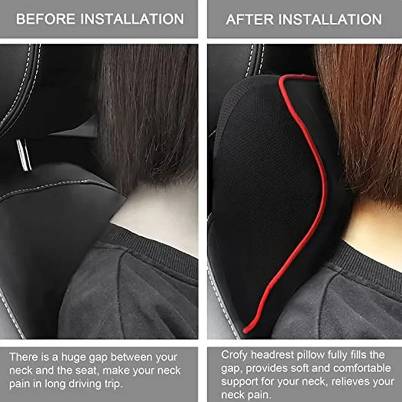 Car Headrest Neck Pillow Auto Car Neck Cushion Memory Foam Breathable Head Support Neck Rest Protector Automobiles Interior — view 4