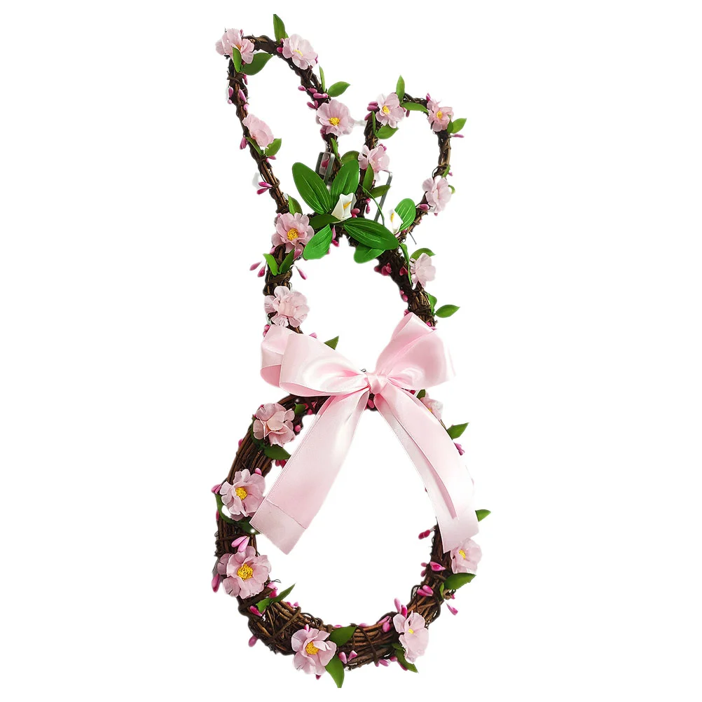 

Easter Rabbit Shape Wreath Front Door Wall Spring Wreath Decoration Bunny Wreath