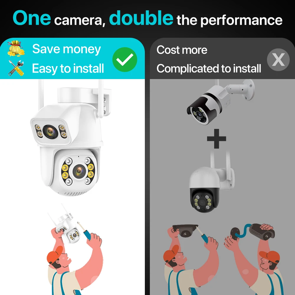 ߿ PTZ    ũ AI ü , Onvif P2P    ī޶, iCSee, 8MP 4K HD  IP ī޶