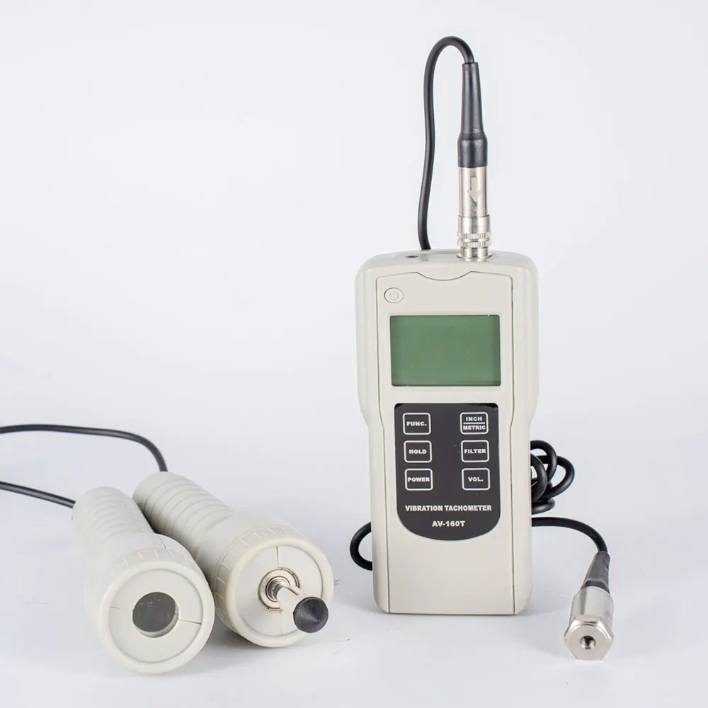 Portable Digital Vibration Tachometer Vibration Meter AV-160T Can Measure Rotation rate RPM(r/min) & Frequency Hz 2