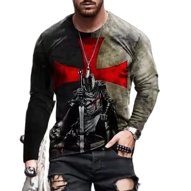 2022  Men'S T-Shirt Fashion King Printed Pattern Long Sleeve Round Neck Oversized Top Street Spring Personalized Clothes Shirt 8