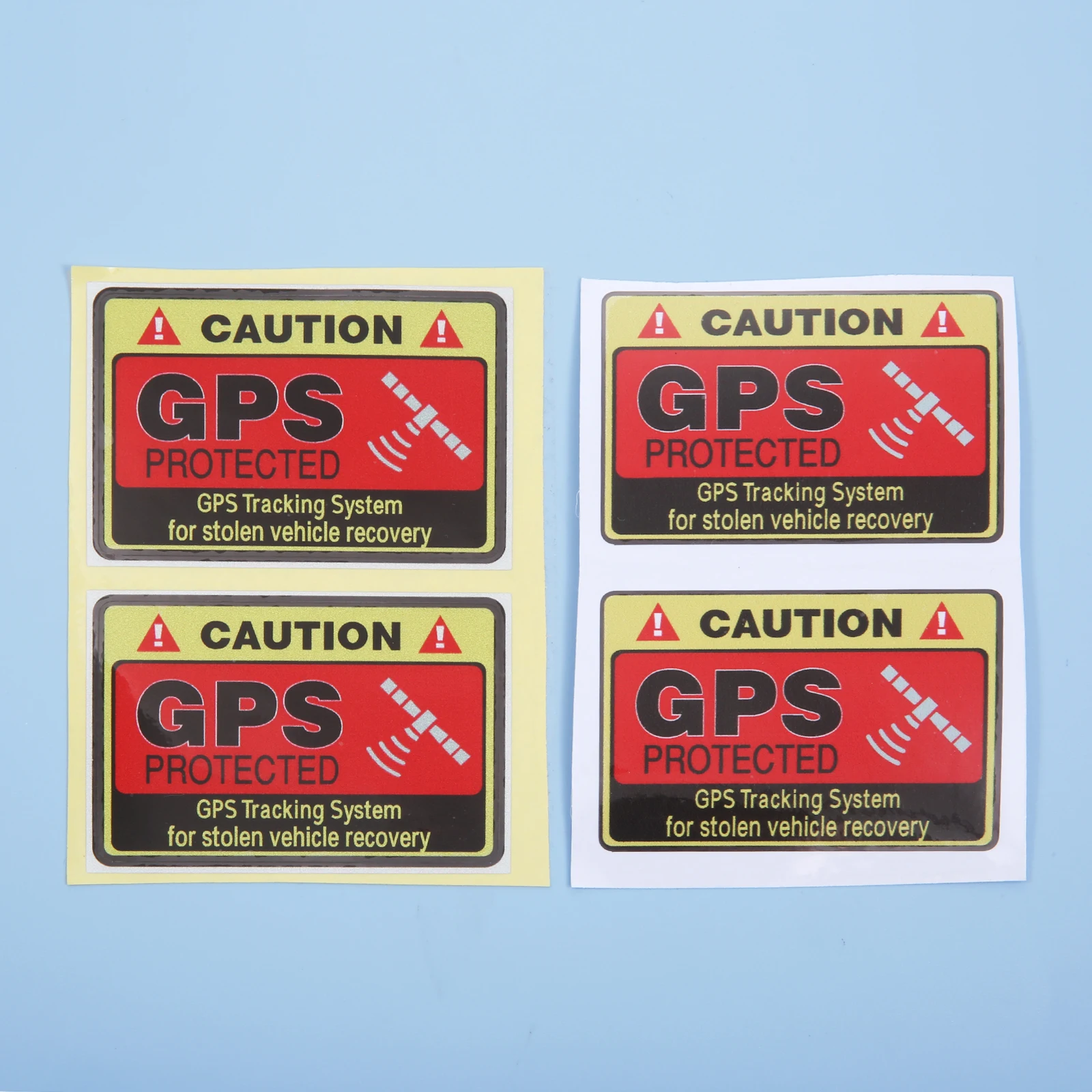 4pcs Car Sticker "CAUTION GPS PROTECTED Tracking System" Sign 7cmx4.7cm Reflective/No-reflective PVC Decal Decorate Auto RV Bike