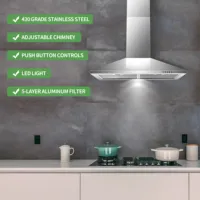 Tieasy 30 Inch 450 CFM Wall Mount Ducted/Ductless Permanent Filters LED Light Stainless Steel Range Hood for Kitchen US1001G75A 2