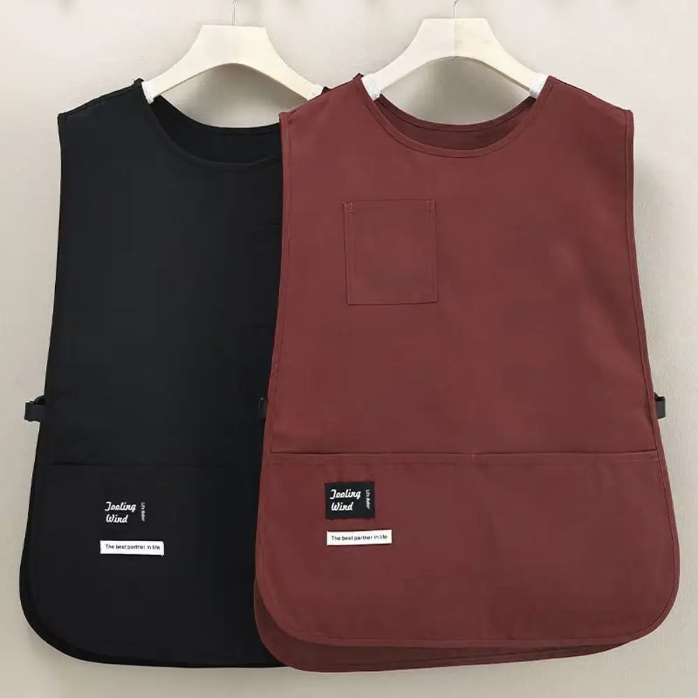 Waterproof Stain-Resistant Apron Nylon Vest Style Sleeved Apron Breathable Anti Dirty Kitchen Aprons Coffee House Uniform