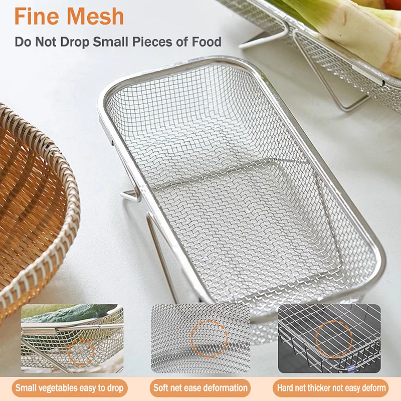 Drain Basket Stainless Steel Vegetable Basket Retractable Kitchen For Washing Vegetables Fruits Dishes Draining Pasta collapsible colander