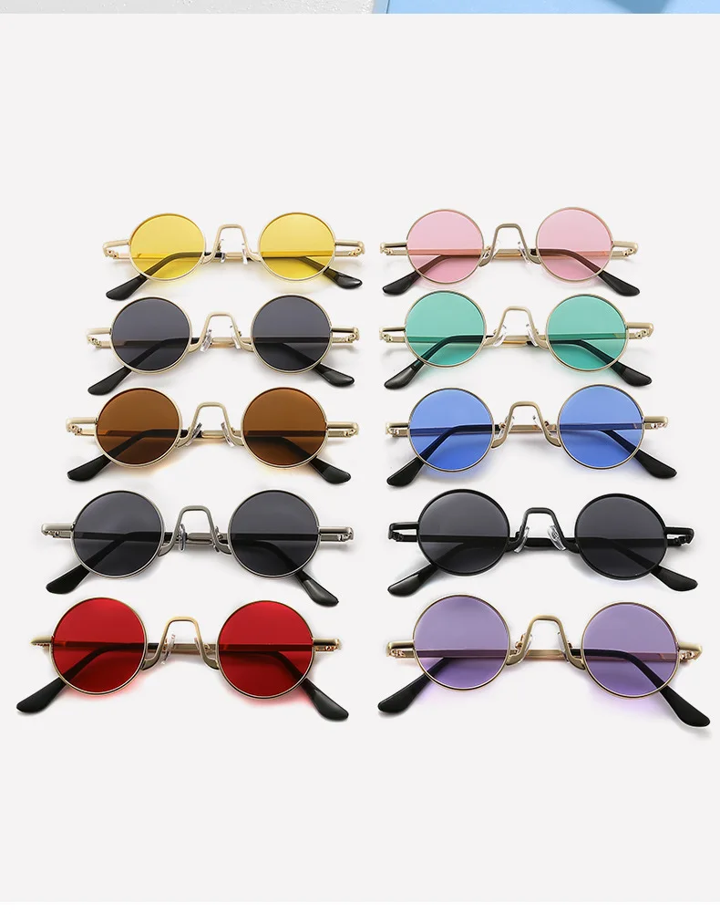 Literarische Retro-Sonnenbrille mit Kleinem Rundem Rahmen, Unisex Metallrahmen, Personalisierte Hip-Hop-Sonnenbrille 1055 – Detail 4