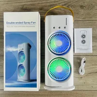 Ventilateur brumisateur portable 3-en-1 à double tête avec câble USB, ventilateur électrique, lumière LED et humidificateur d'air 6