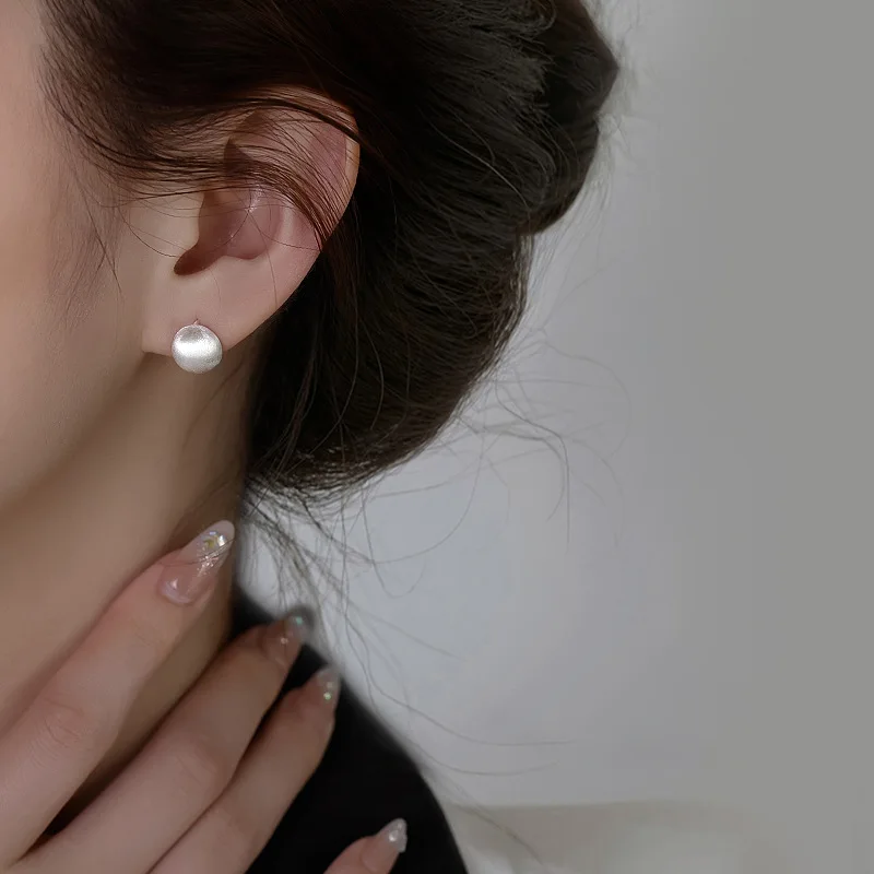 925 فضة هوب الكورية هندسية جولة الأقراط مزاجه بسيط...