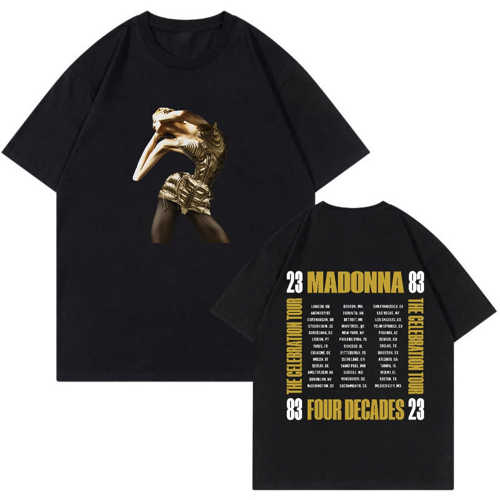 

Madonna Four Decades T-shirt 2023 The Celebration Tour Merch Crewneck Short Sleeve Streetwear Tee Women Men Fashion Clothes