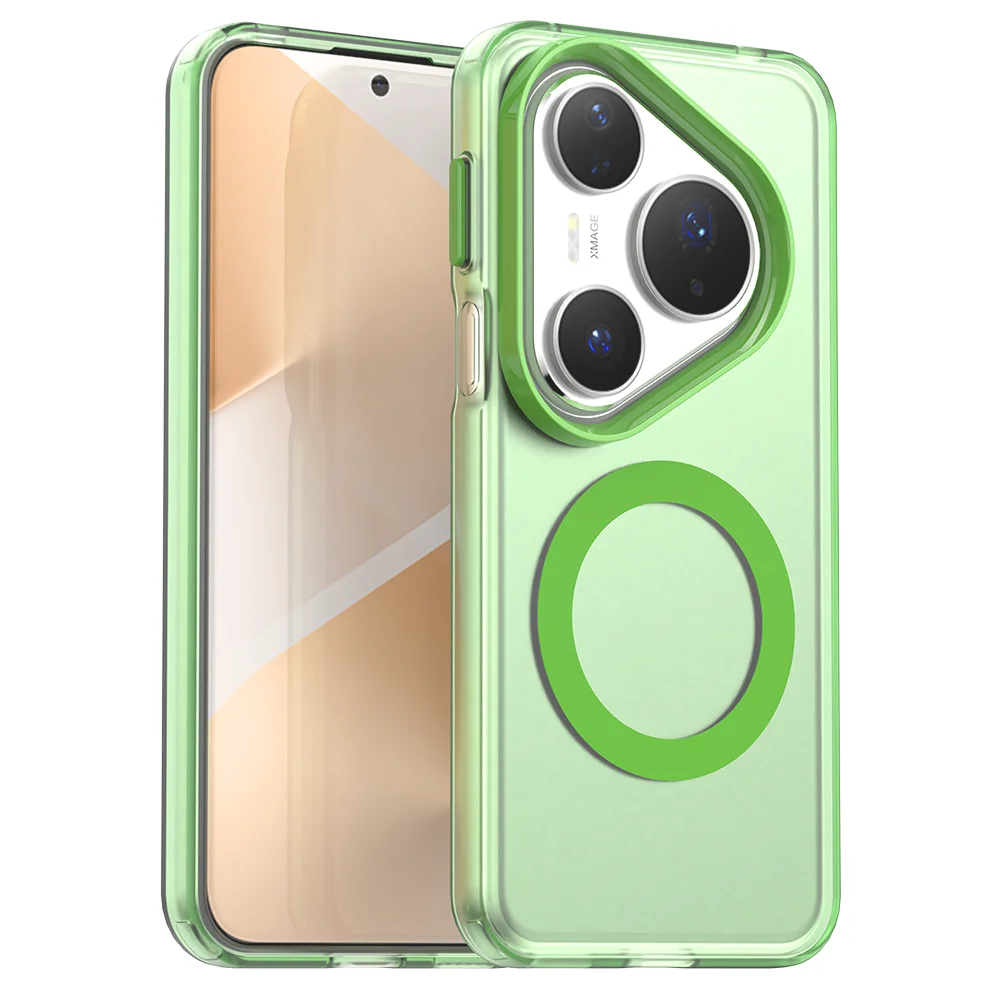 Magnetic Candy Color Shockproof Clear Phone Case with Magsafe-Compatible Bumper