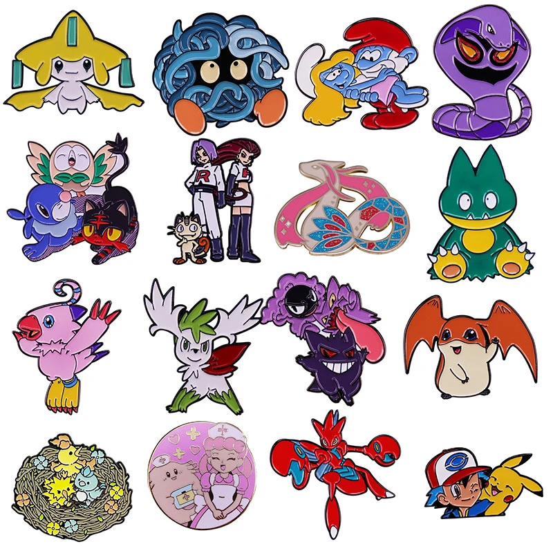 

Pokemon Enamel Pin Anime Figures Pikachu Gengar Brooches Bag Lapel Pin Badges on Backpack Decorative Jewelry Gift Fans Gift