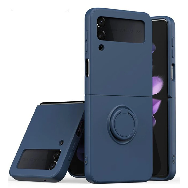 Premium Shockproof Silicone Strap Ring Holder Stand Case - Luxury Soft Flip Cover