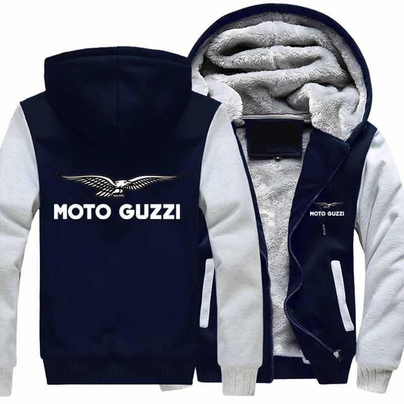 grey sweatshirt New Winter Moto Guzzi Logo Hoodie Jacket Men's Fashion High Quality Casual Patchwork Fleece Sweatshirt Men's Hoodie Jacket plain black hoodie