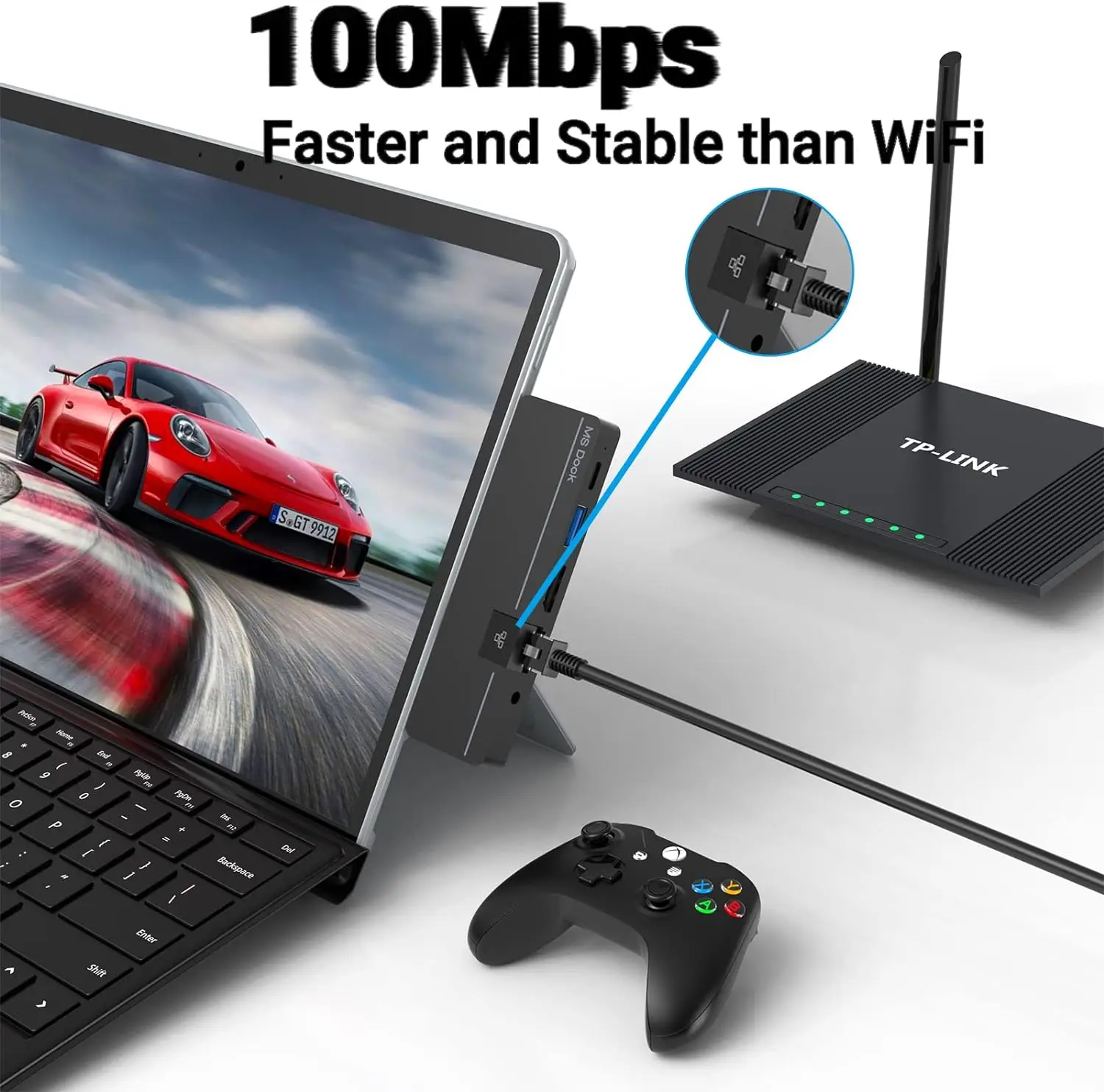 Docking Station Usb para Surface Pro Tipo-c Hub com 4k Hdmi Usb-c Thunderbolt Carregamento dp Plus pd Dados Lan Porta de Áudio 100m - Imagem 2