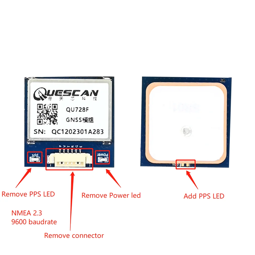 

QUESCAN 3.3-5.0V GPS Module NO PPS and Power LED Remove Connector-Customization
