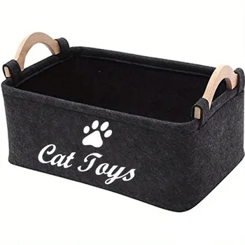 Felt Cat Toy Storage Basket 1
