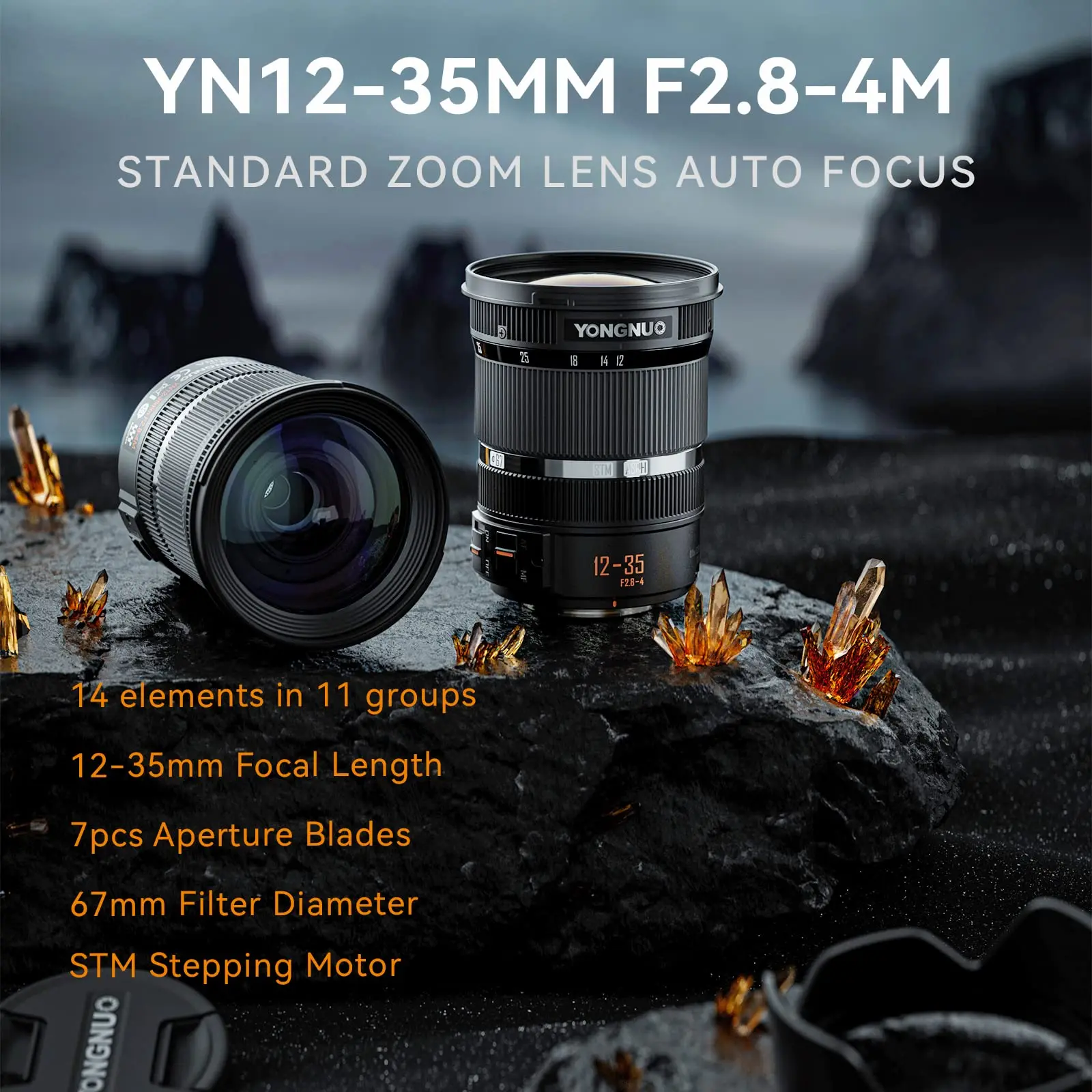 YONGNUO YN12-35mm F2.8-4M 파나소닉 LUMIX M4/3 마운트용 자동 초점 표준 줌 렌즈