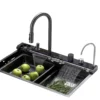 Waterfall Kitchen Sinks Combo 304 Stainless Steel Nano Sink With Multifunctional Fahrenheit Digital Display Pull-Out Faucet 1